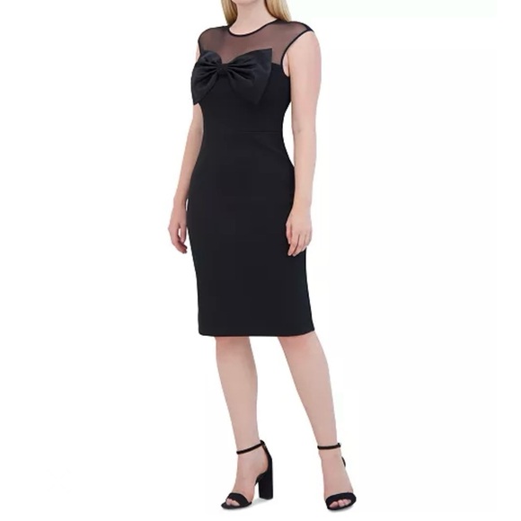 ELIZA J Bow Trim Illusion Sheath Dress - Picture 2 of 6